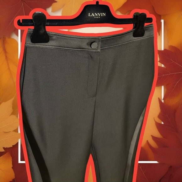 NWT Lanvin Paris Black Wool & Silk Tuxedo Side Striped Cropped Dress Trousers - Picture 5 of 16